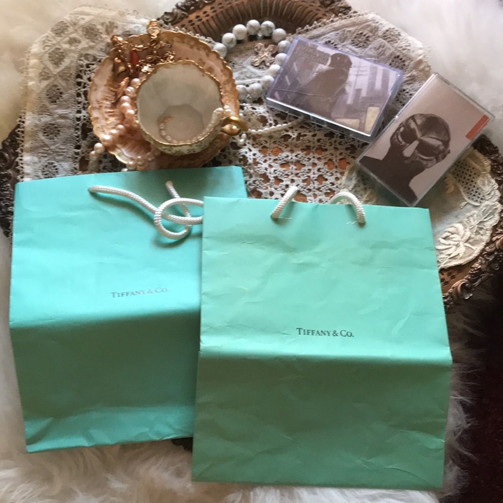 TIFFANY & CO. Paper Shopping Gift Bags Bundle Lot Set Tote Y2k Blue Medium VNTG